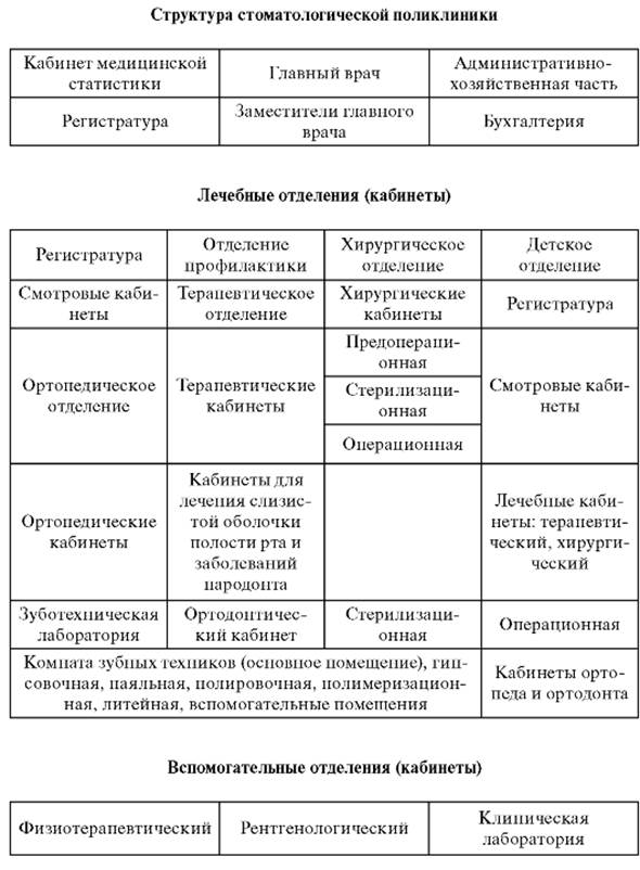 Структура стоматологической поликлиники схема