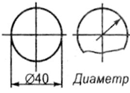 Диаметр 240. Размерный знак окружностей. Надпись на выносных линиях в окружности.