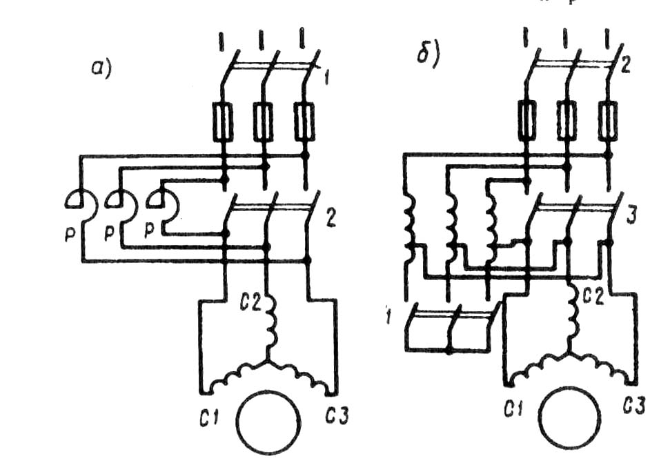 Схема пуска асинхронного двигателя с короткозамкнутым ротором при помощи магнитного пускателя
