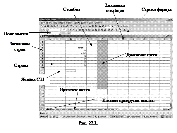 Отображенный на листе excel элемент таблицы указанный на рисунке красным цветом является