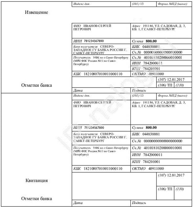 Квитанция на оплату госпошлины на загранпаспорта старого образца