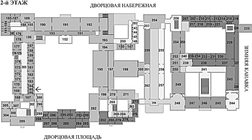 Карта эрмитажа с названиями залов