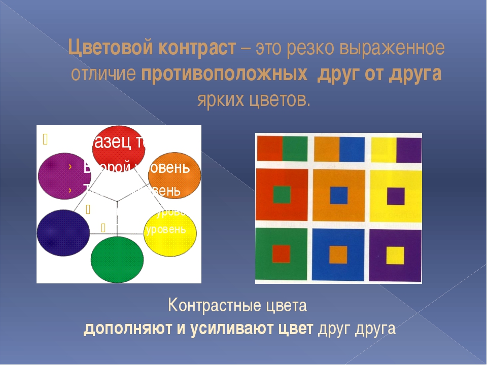 Как называется соположение контрастных слов понятий. Цветовой контраст. Контрастные цвета. Контрастные цвета Изобразительное искусство. Цветовой контраст в живописи.