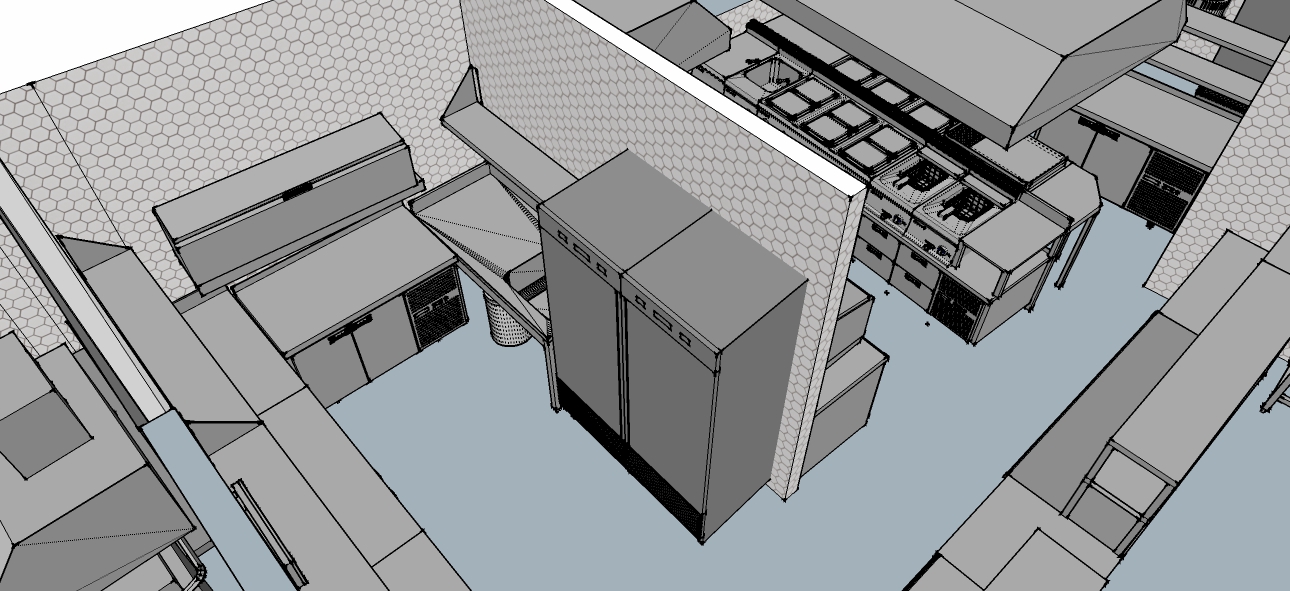 Проект кухни кафе с расстановкой оборудования