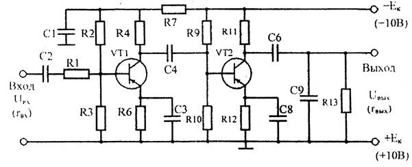Схема электронного усилителя