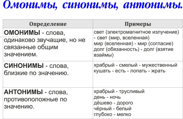 Есть синонимы антонимы омонимы