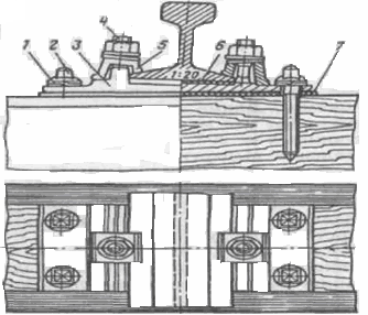 Рисунок 3 упругое раздельное скрепление д4 для деревянных шпал