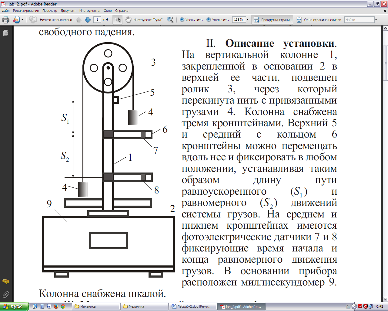 Схема установки машины атвуда