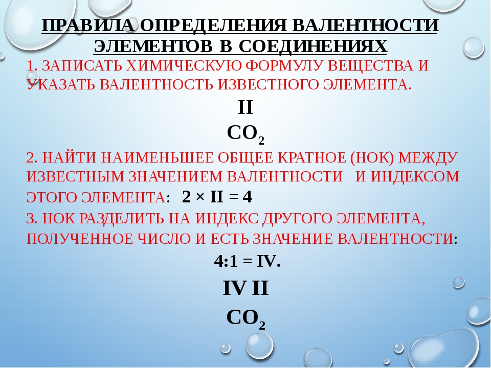 Валентность химических элементов в бинарных соединениях