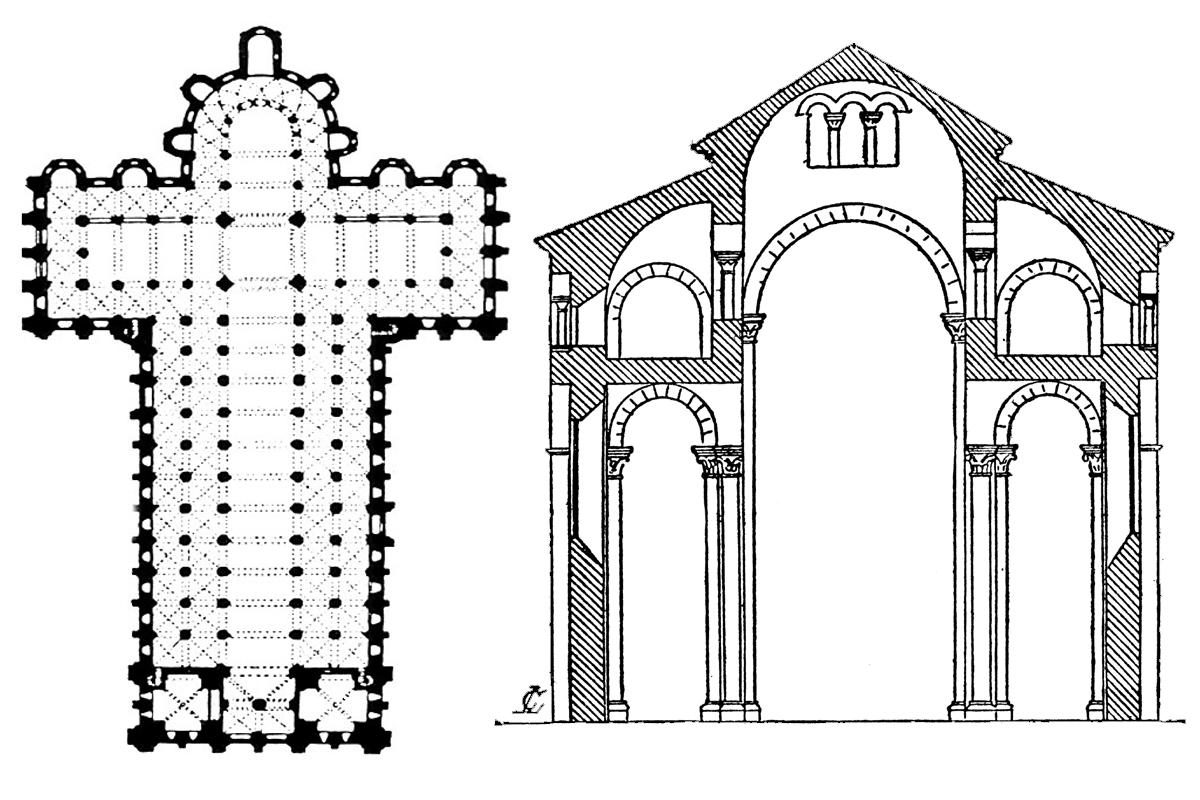 Схема плана романского собора