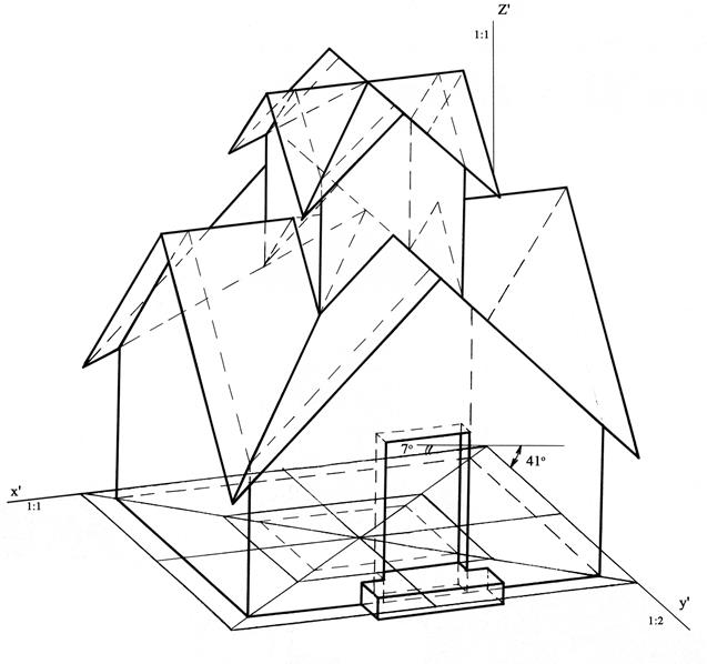 Нарисовать крышу дома в проекции