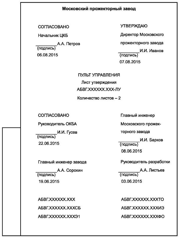 Образец титульного листа технического задания