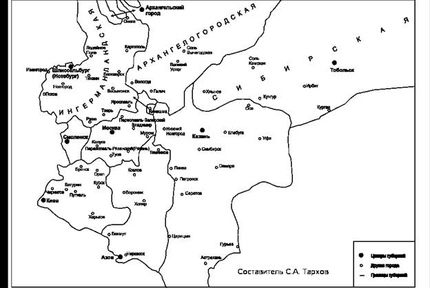 Губернии 1719 год карта