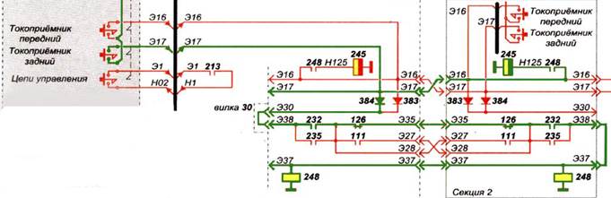 Схема поднятия токоприемника 3эс5к