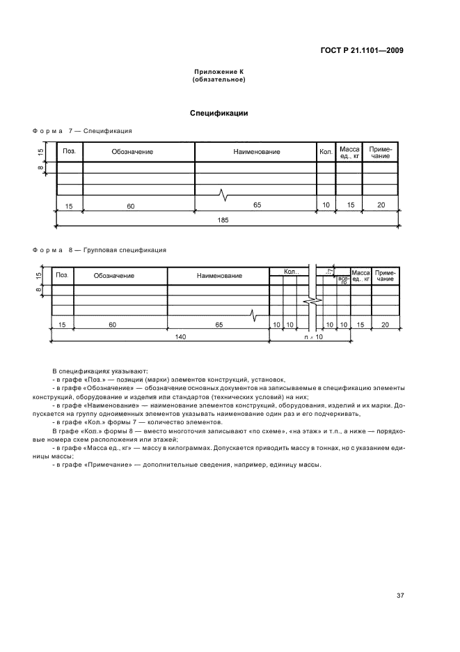 Форма спецификации